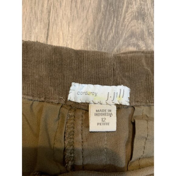 J Jill Woman’s 12 PET Brown Corduroy Pants Side Zip Button Ankle Casual Straight - Picture 2 of 10